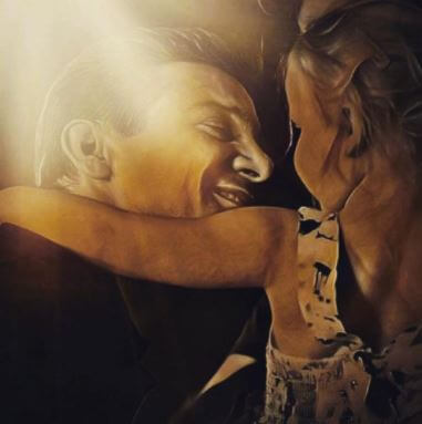 A beautiful portrait of Ava Berlin Renner with her father Jeremy Renner by a fan.
